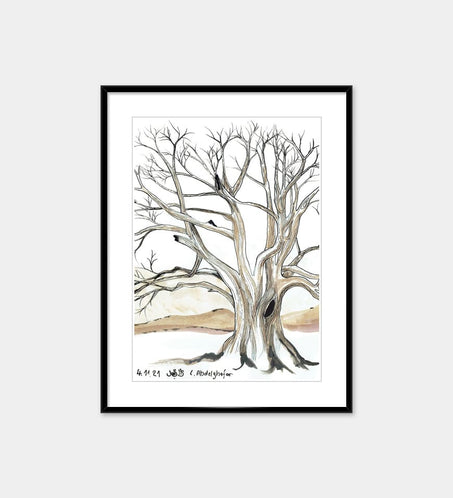 Sketch With Ink From A Tree
